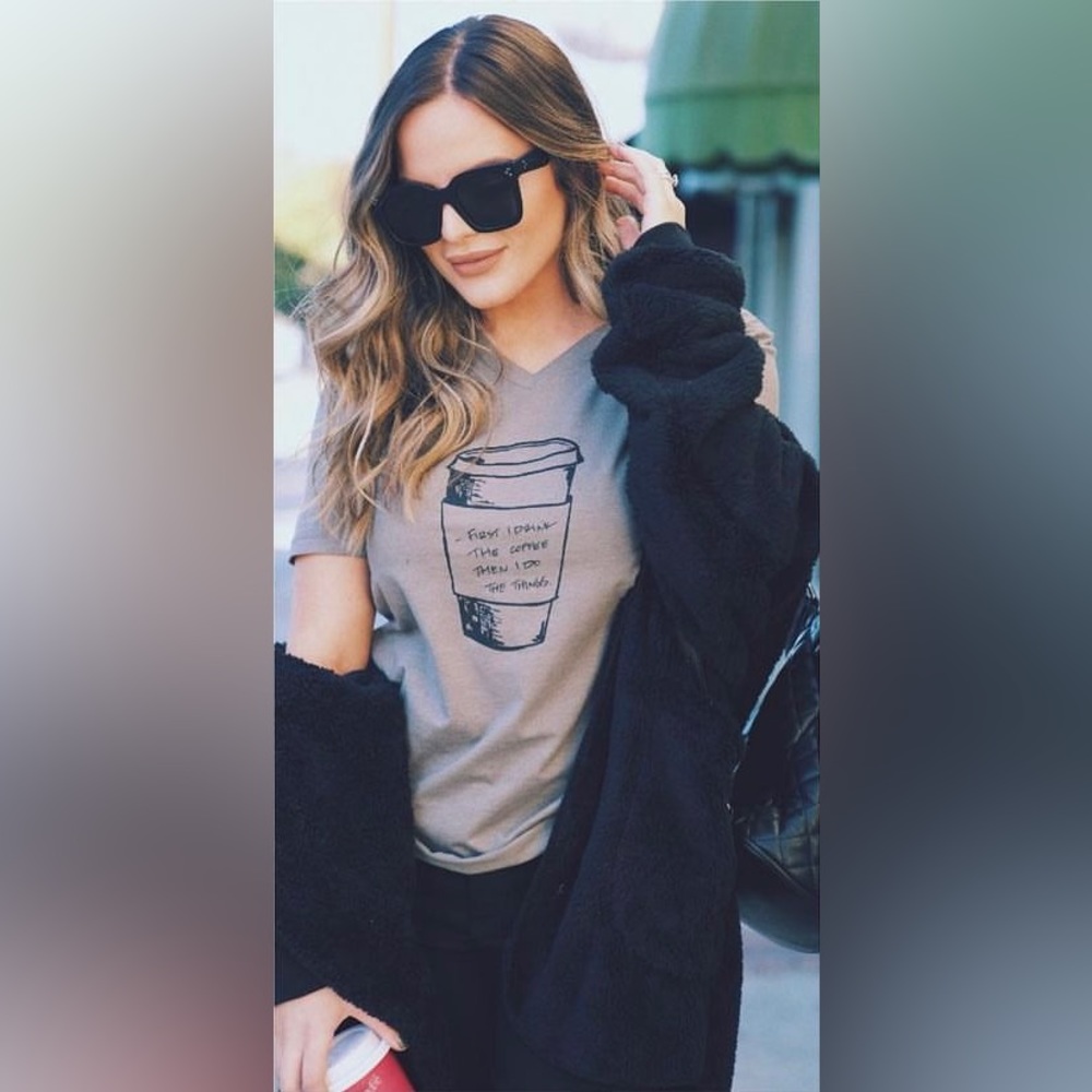 Rosie Daze Coffee V Neck Tee